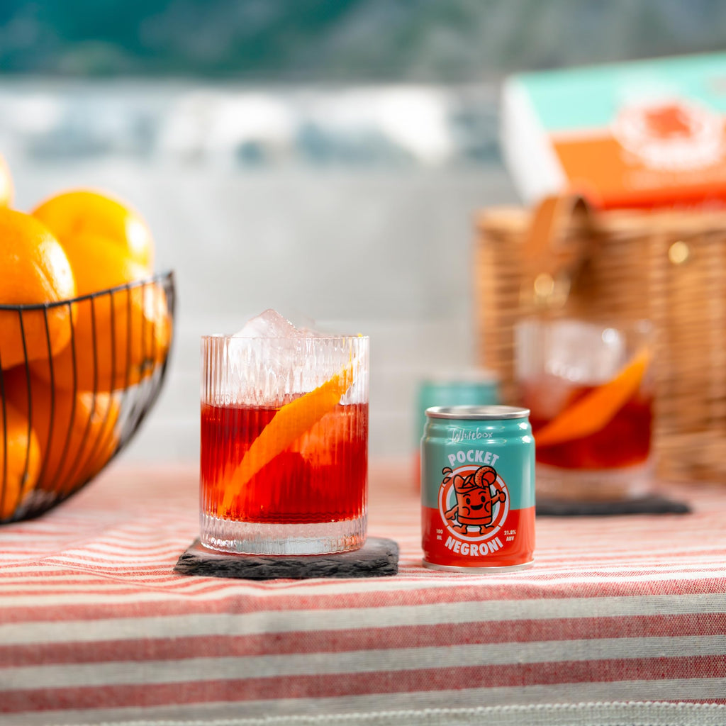 WHITEBOX COCKTAILS Single Serve Classic Pocket Negroni - Case of 12 Cocktail Can | Classic Full Strength Negroni Cocktail | Pre-mixed Cocktails Ready To Drink 12x100ml