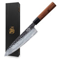 MITSUMOTO SAKARI Professional Hand Forged Kitchen Chef Knife, 8 inch Japanese Kitchen Gyuto Knife, 3 Layers High Carbon Kitchen Knife (Rosewood Handle
