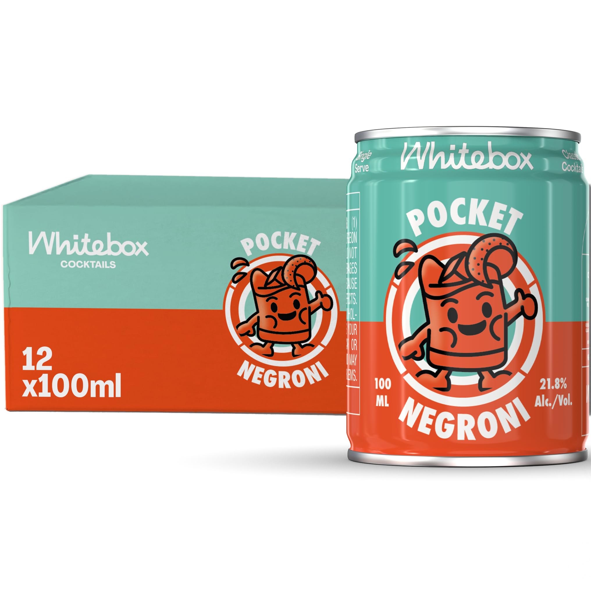 WHITEBOX COCKTAILS Single Serve Classic Pocket Negroni - Case of 12 Cocktail Can | Classic Full Strength Negroni Cocktail | Pre-mixed Cocktails Ready To Drink 12x100ml
