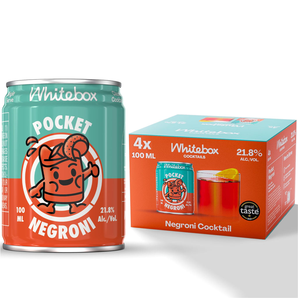 WHITEBOX COCKTAILS Single Serve Classic Pocket Negroni - Case of 12 Cocktail Can | Classic Full Strength Negroni Cocktail | Pre-mixed Cocktails Ready To Drink 12x100ml