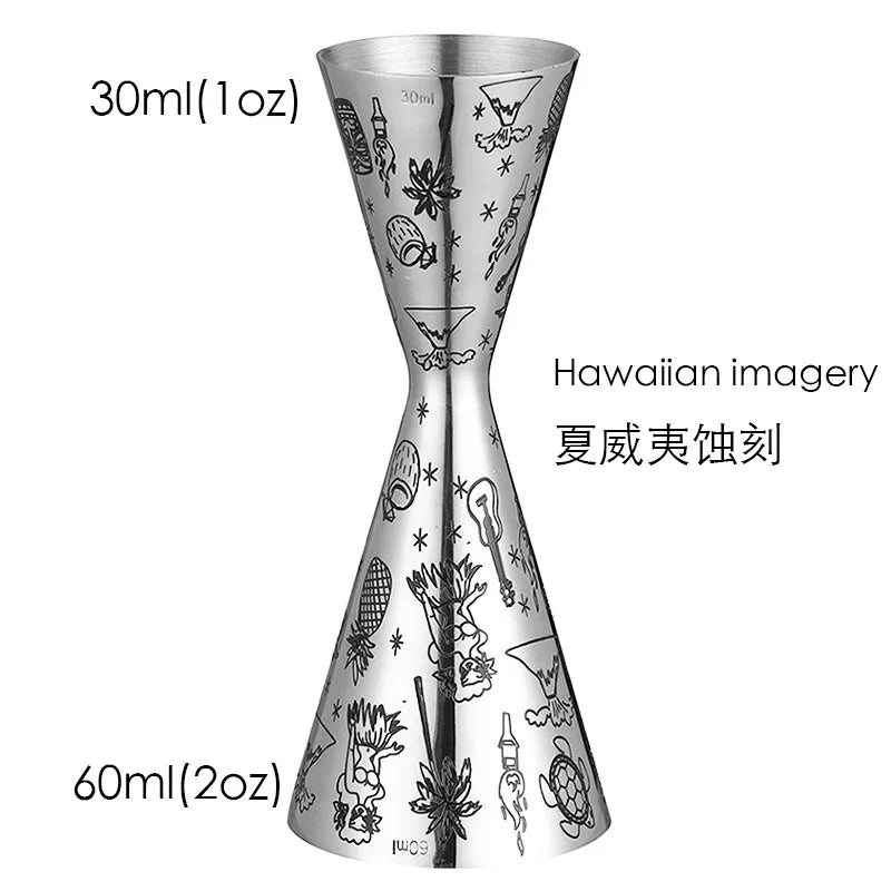 Bar Tools Express Integrated Stainless Steel Double Cocktail Jigger with Etched Measurements