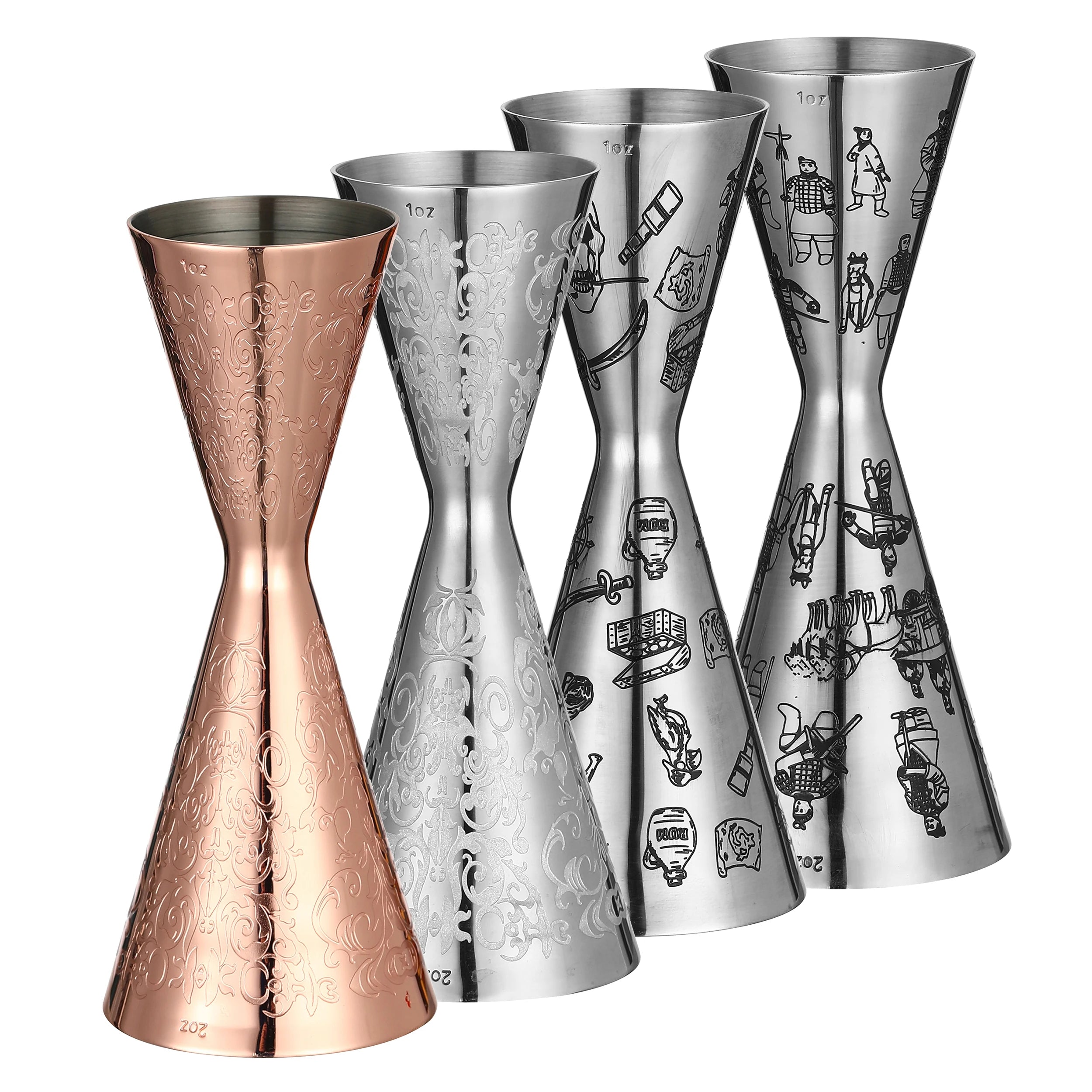 Bar Tools Express Integrated Stainless Steel Double Cocktail Jigger with Etched Measurements