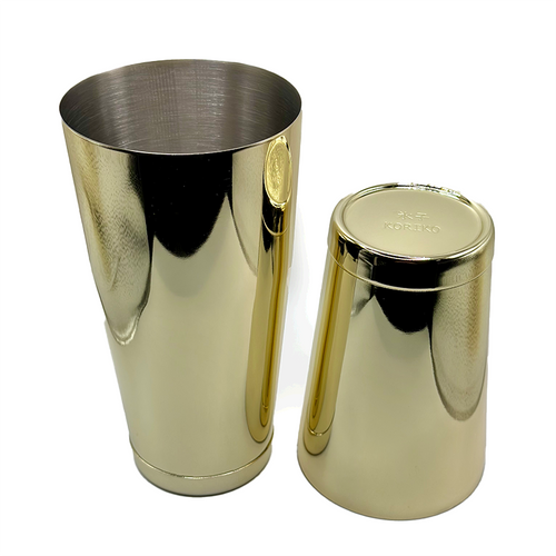 KORIKO weighted cocktail shaker set in gold-plated finish