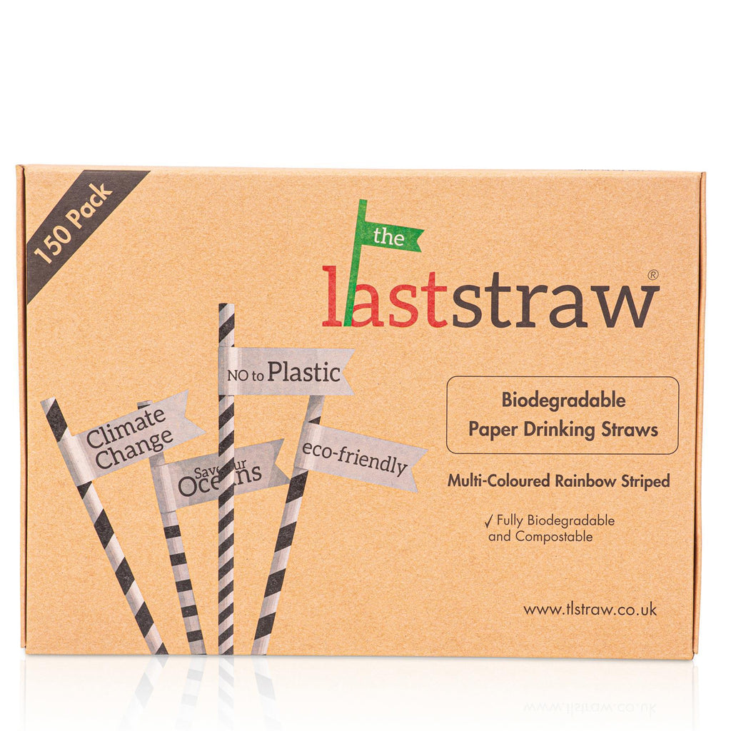 the Last Straw - 100% Biodegradable Paper Drinking Straws (150 Pack)(Rainbow)